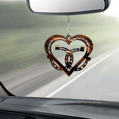 God Blessed The Broken Road - Personalized Couple Horse Transparent Car Ornament
