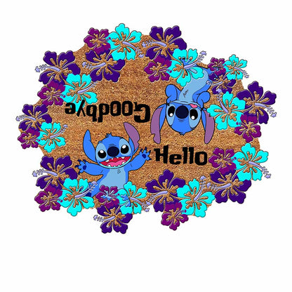 Cute Welcome Goodbye - Ohana Shaped Doormat With Coir Pattern Print