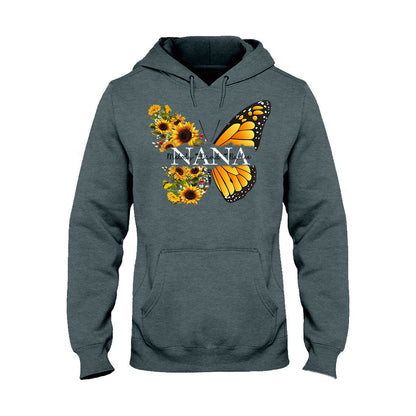 Nana Butterfly Sunflower - Gift for grandma, mom - Personalized T-shirt And Hoodie