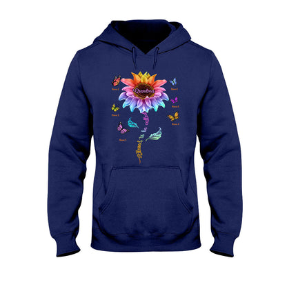 Blessed To Be Called Grandma Colorful Sunflower With Butterflies - Personalized Mother's Day T-shirt and Hoodie