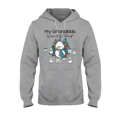 My Grandkids Warm My Heart - Personalized Christmas Grandma T-shirt and Hoodie
