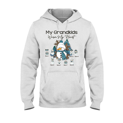 My Grandkids Warm My Heart - Personalized Christmas Grandma T-shirt and Hoodie