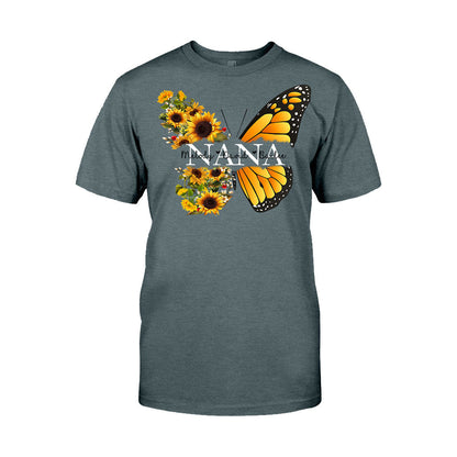 Nana Butterfly Sunflower - Gift for grandma, mom - Personalized T-shirt And Hoodie