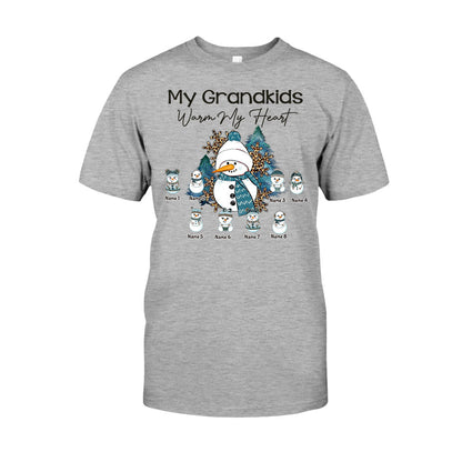 My Grandkids Warm My Heart - Personalized Christmas Grandma T-shirt and Hoodie