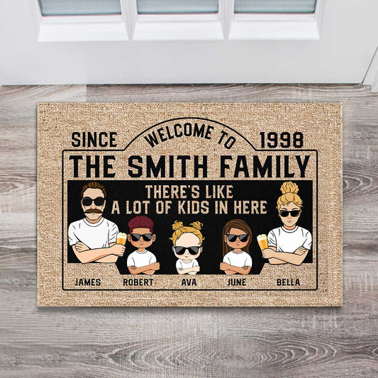 There's Like A Lot Of Kids - Personalized Family Doormat