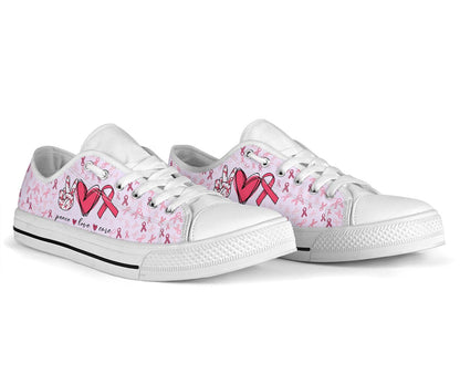 Peace Love Cure Breast Cancer Awareness Low Top Shoes 0622