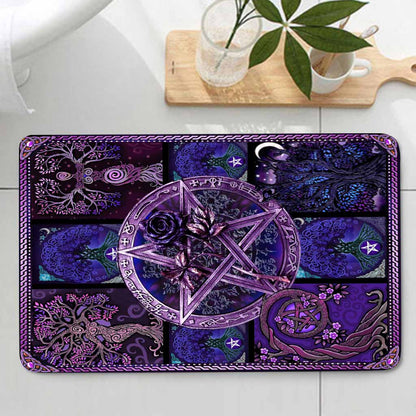 Witch Pentagram Roses - 3 Pieces Bathroom Mats Set