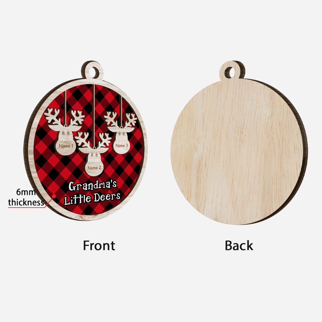 Nana Little Deers - Personalized Christmas Grandma Layered Wood Ornament