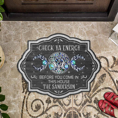 Check Ya Energy - Personalized Witch Shaped Doormat