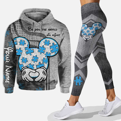 Be You The World Will Adjust - Personalized Autism Awareness Hoodie And Leggings