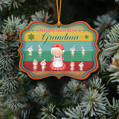 Reasons I Love Being A Grandma - Personalized Christmas Grandma Ornament (Printed On Both Sides)