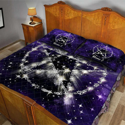 Wicca Pentagram - Personalized Witch Quilt Set