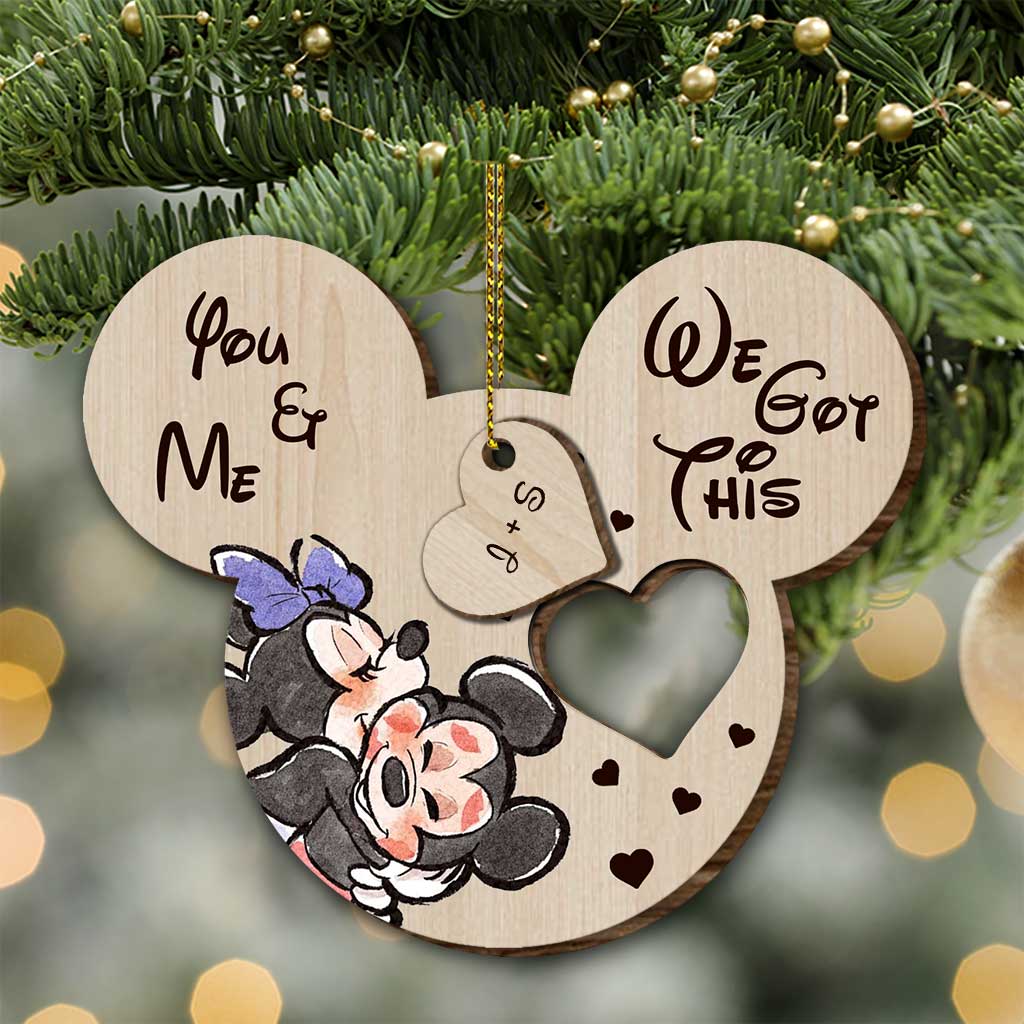 You And Me We Got This - Personalized Christmas Mouse Wooden Card Pop Out Ornament