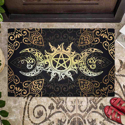 Triple Moon Pentagram Wicca - Witch Doormat 0822