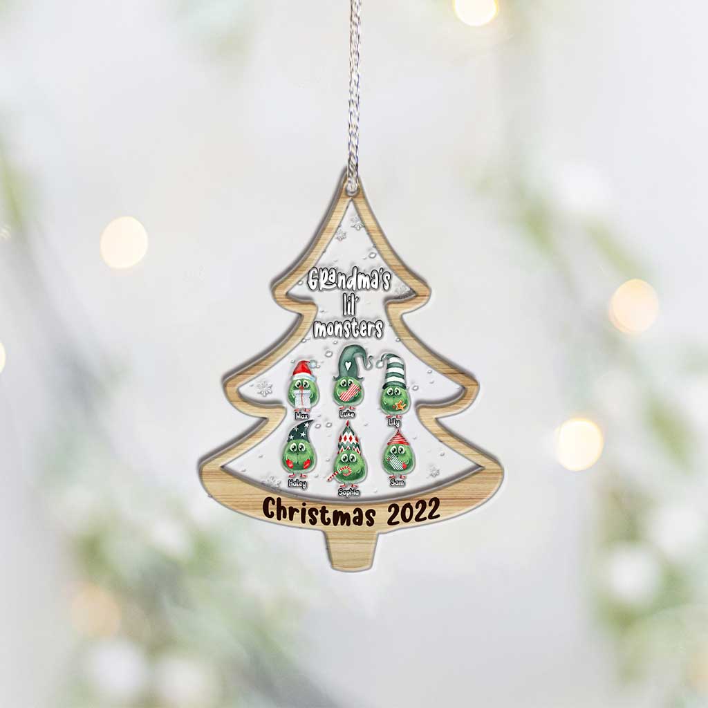 Grandma's Little Monsters - Personalized Christmas Grandma Layers Mix Ornament
