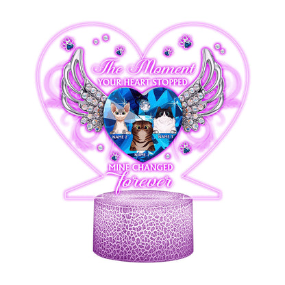 The Moment Your Heart Stopped - Personalized Cat Shaped Plaque Light Base