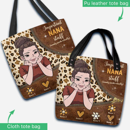 Important Nana Stuff - Personalized Mother's Day Grandma Tote Bag