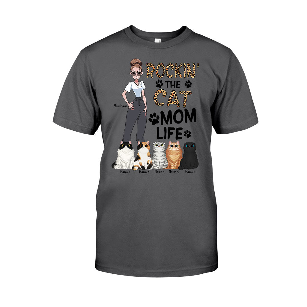 Rockin The Cat Mom Life - Personalized Cat T-shirt and Hoodie