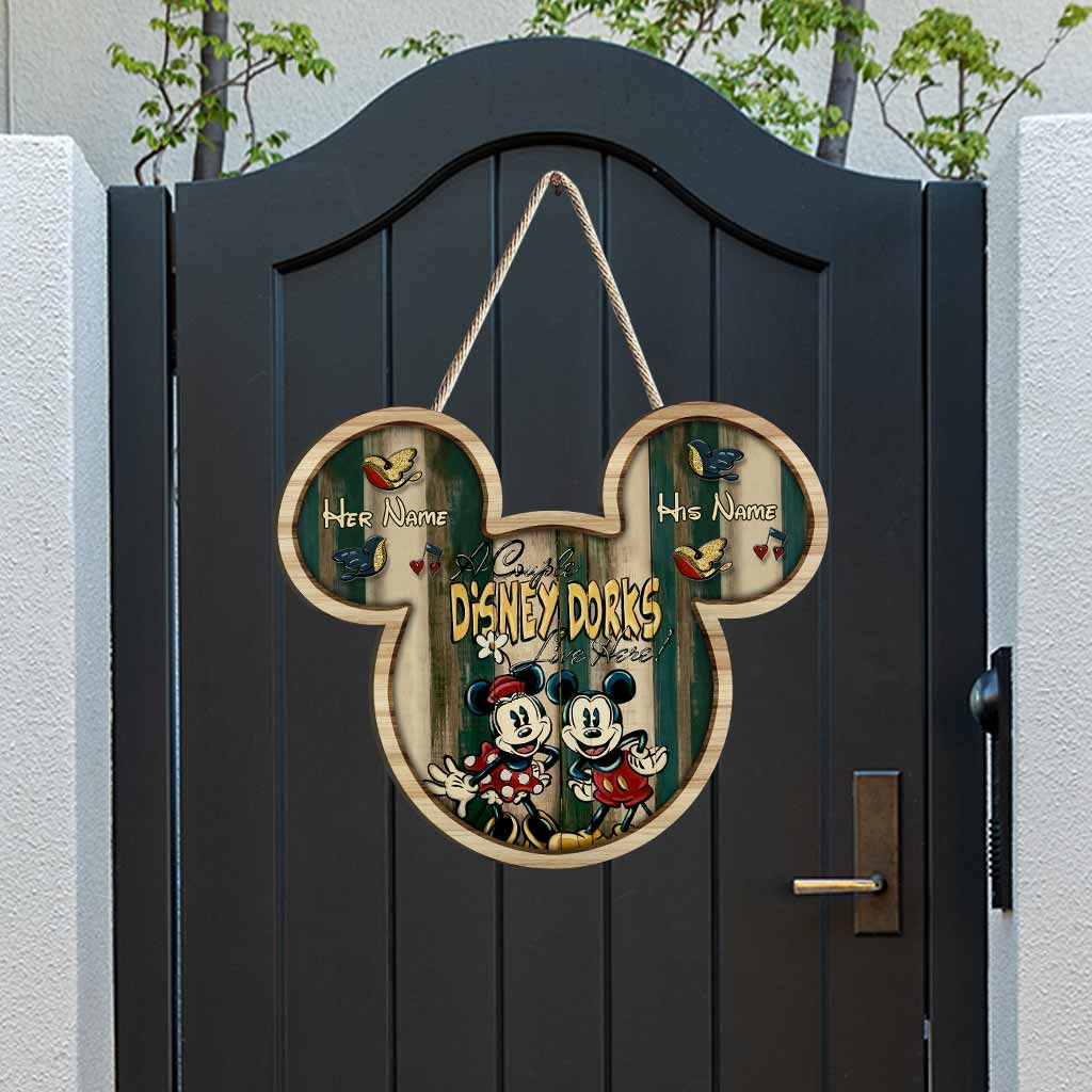A Couple Live Here - Personalized Mouse Wood Sign