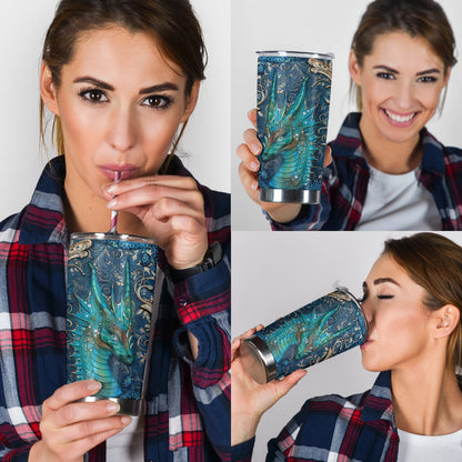 Dragon Metal Pattern Print Dragon Tumbler 0622