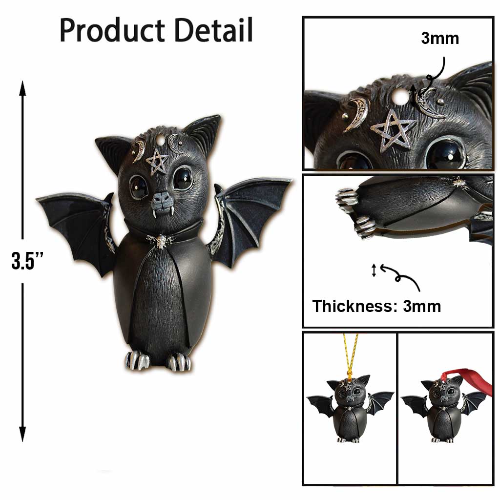 Gothic Bat Moon - Halloween Witch Ornament (Printed On Both Sides)