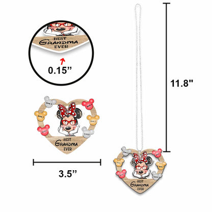 Best Grandma Ever - Personalized Mouse Car ornament (Printed On Both Sides)