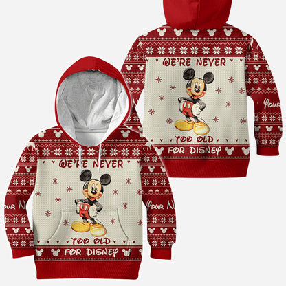 Never Too Old - Personalized Christmas Mouse All Over T-shirt and Hoodie
