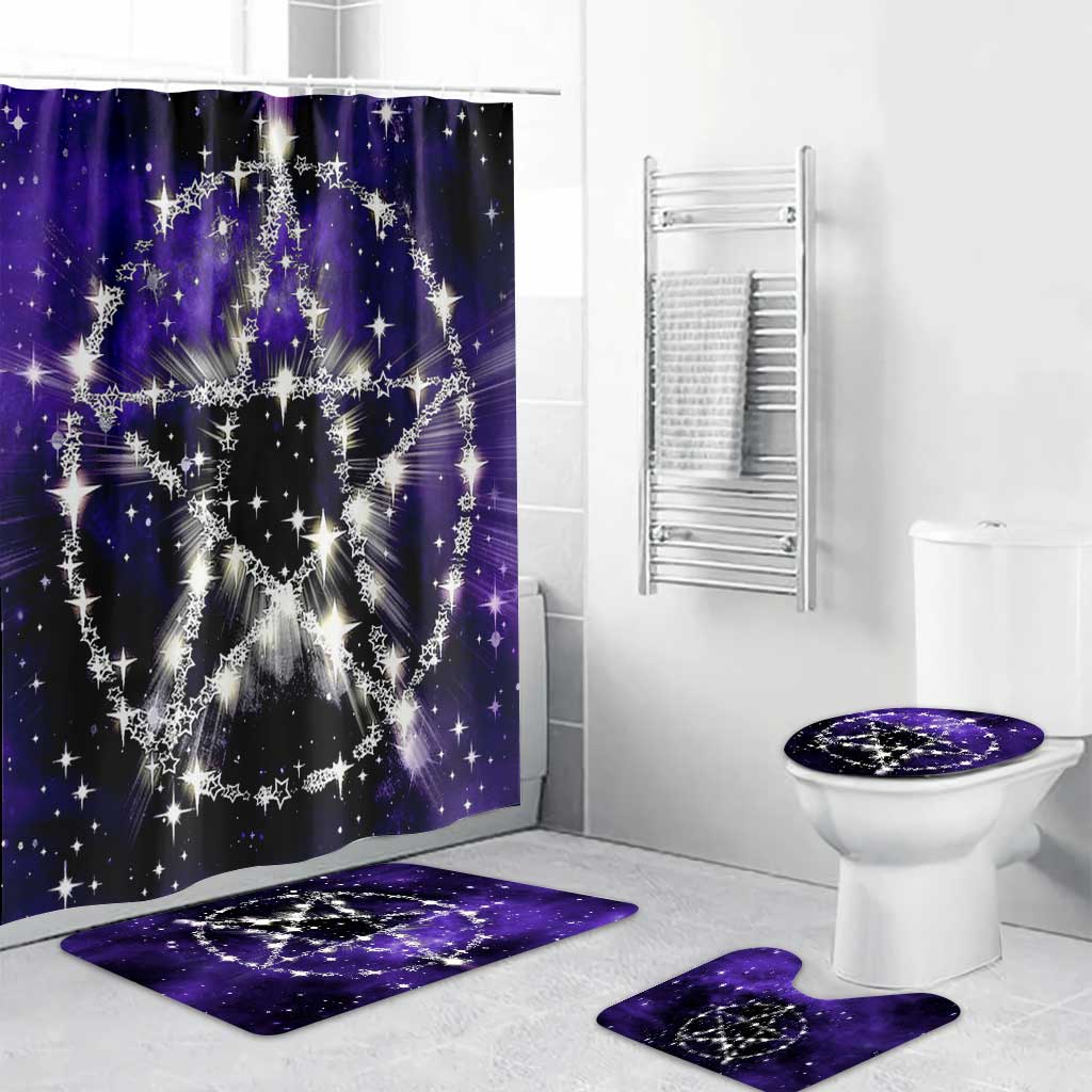 Wicca Pentagram - Witch Bathroom Curtain & Mats Set