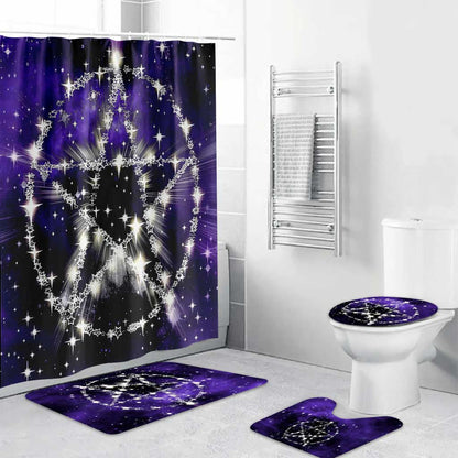 Wicca Pentagram - Witch Bathroom Curtain & Mats Set