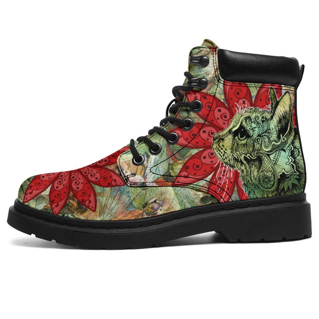 Cat Flower Art Cat All Season Boots 0622