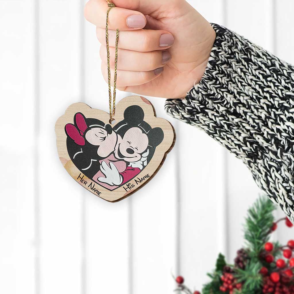 To My Husband - Personalized Christmas Mouse Wooden Card Pop Out Ornament