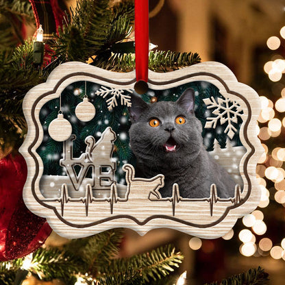 Christmas Cat Lover Heart Beat - Cat Ornament (Printed On Both Sides) 1022