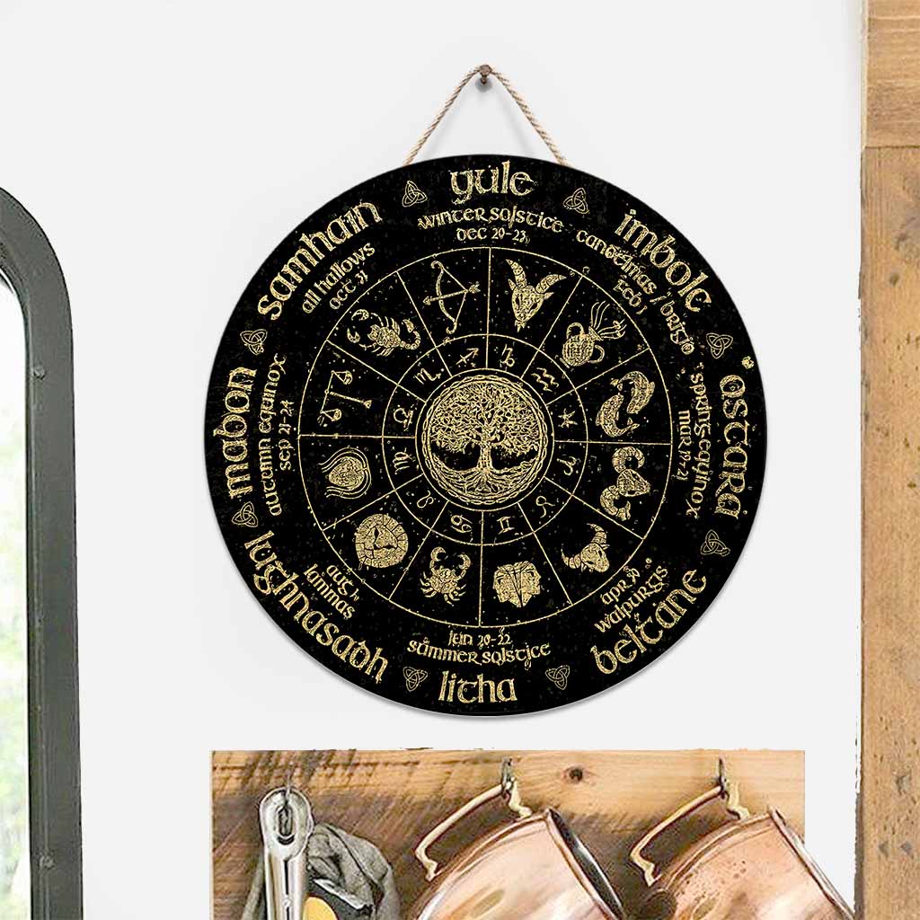Witch Wheel - Round Wood Sign