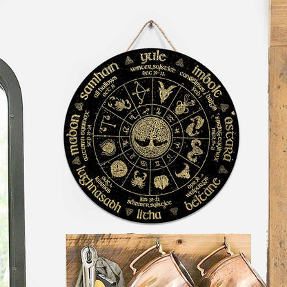 Witch Wheel - Round Wood Sign