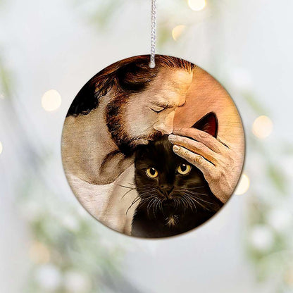 Black Cat With Jesus - Cat Ornament (Printed On Both Sides) 1022