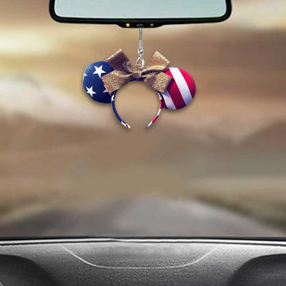 Happy 4th Of July - Independence Day Mouse Car Ornament  3D Pattern Print (Printed On Both Sides)