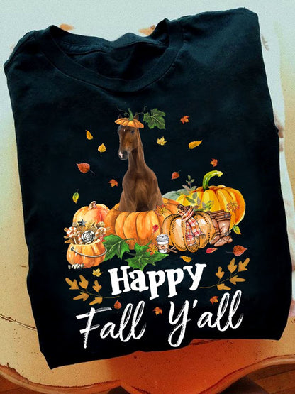 Happy Fall Y'all Horse T-shirt and Hoodie 0823