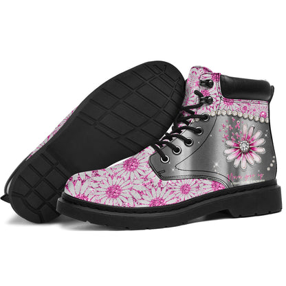 Never Give Up Breast Cancer Awareness All Season Boots 0622