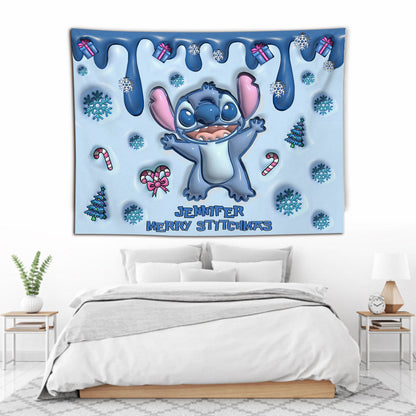 Merry Stitchmas - Personalized Ohana Wall Tapestry