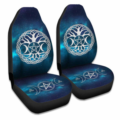 Celtic Wicca Wicca Tripple Moon Tree Of Life And Pentacle-  Witch Seat Covers 0822