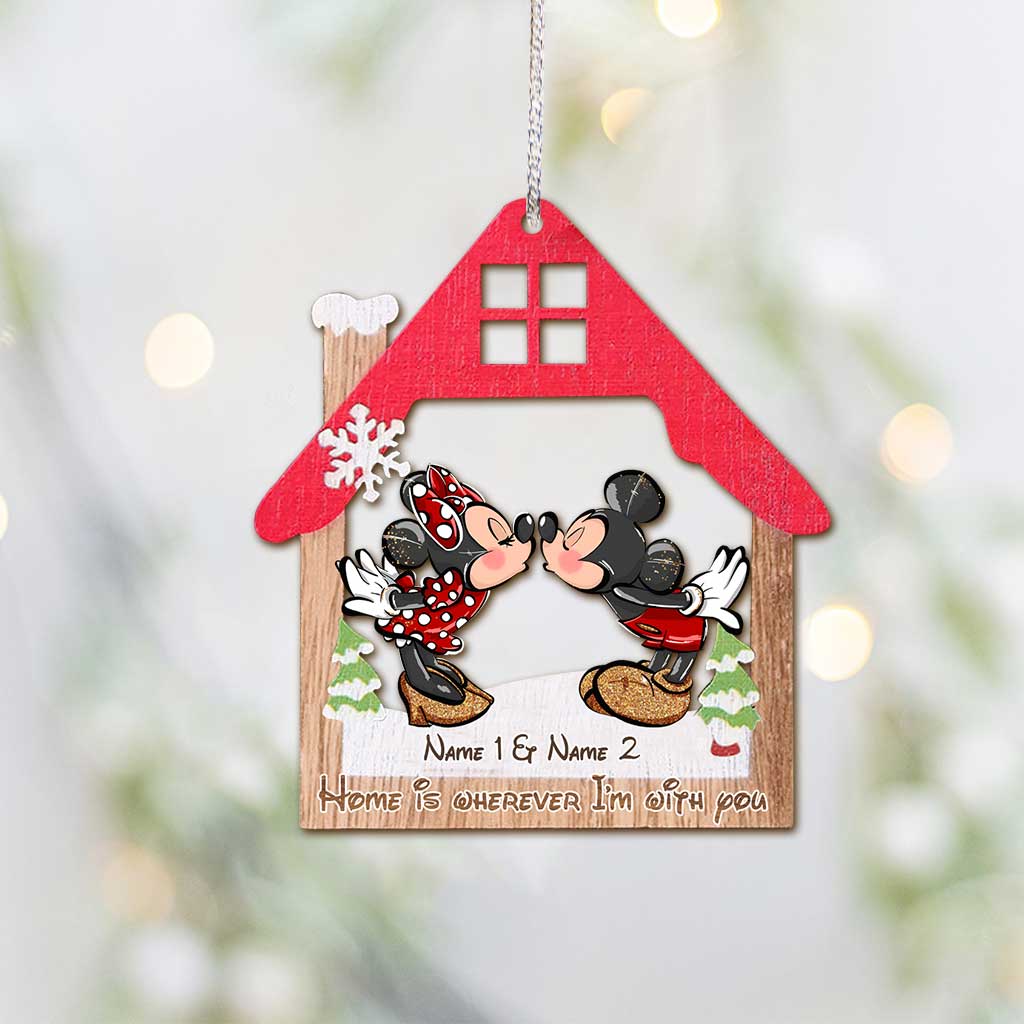 Home Is Wherever I Am With You - Personalized Christmas Mouse Ornament (Printed On Both Sides)