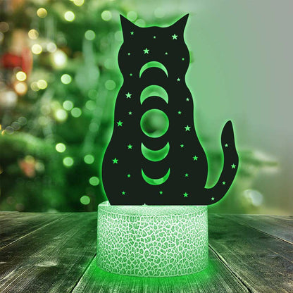 Moon Phase Cat - Witch Shaped Plaque Light Base