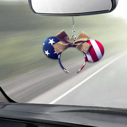 Happy 4th Of July - Independence Day Mouse Car Ornament  3D Pattern Print (Printed On Both Sides)