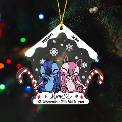 Home Is Wherever I Am With You - Personalized Christmas Ohana Transparent Ornament