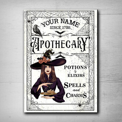 Spells And Charms - Personalized Witch Rectangle Metal Sign