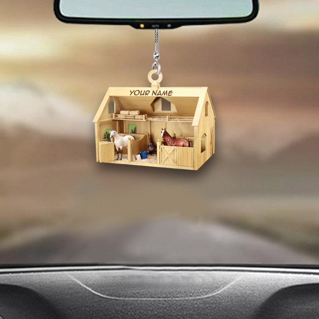 Horse Barn - Personalized Christmas Car Ornament With 3D Pattern Print (Printed On Both Sides)