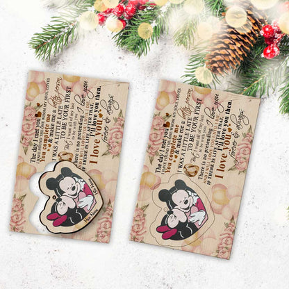 To My Husband - Personalized Christmas Mouse Wooden Card Pop Out Ornament