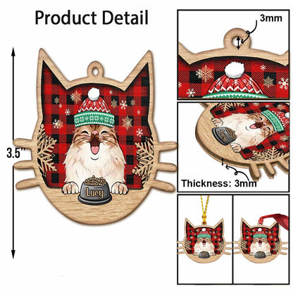 Happy Cat - Personalized Christmas Cat Ornament (Printed On Both Sides)