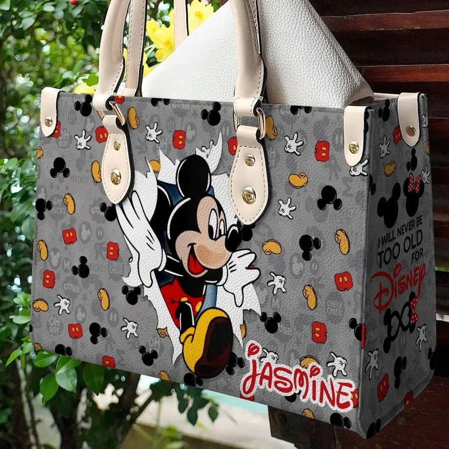 I Will Never Be Too Old For Magic - Personalized Mouse Leather Handbag