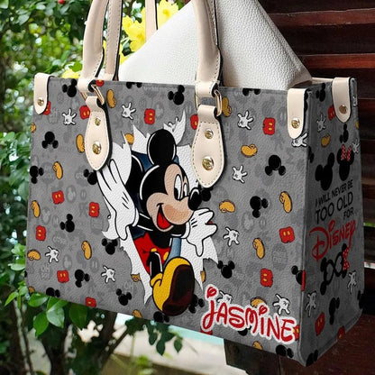 I Will Never Be Too Old For Magic - Personalized Mouse Leather Handbag